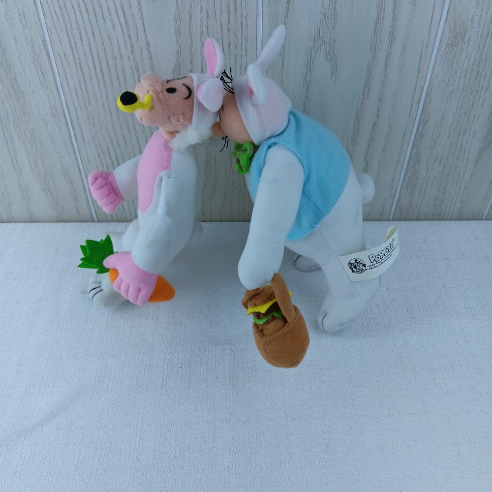 Popeye's Popeye An Wimpy As Bunny Rabbit plush 12" basket w hamburger plush 2004 - Picture 7 of 15